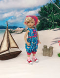 Playful Flamingo - romper, kerchief, socks & shoes for Little Darling Doll or 33cm BJD