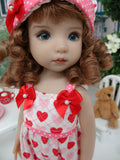 Playful Hearts - romper, hat, socks & shoes for Little Darling Doll or 33cm BJD