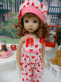 Playful Hearts - romper, hat, socks & shoes for Little Darling Doll or 33cm BJD
