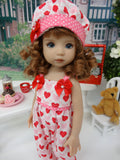 Playful Hearts - romper, hat, socks & shoes for Little Darling Doll or 33cm BJD
