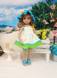 Playtime Stars - babydoll top, shorts, hat & sandals for Little Darling Doll or 33cm BJD