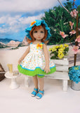 Playtime Stars - babydoll top, shorts, hat & sandals for Little Darling Doll or 33cm BJD