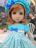 Plum Cherries - dress, hat, tights & shoes for Little Darling Doll or 33cm BJD