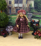 Plum Plaid - dress, hat, tights & shoes for Little Darling Doll or 33cm BJD