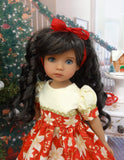 Poinsettia Grandeur - dress, tights & shoes for Little Darling Doll or 33cm BJD