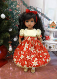 Poinsettia Grandeur - dress, tights & shoes for Little Darling Doll or 33cm BJD