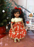 Poinsettia Grandeur - dress, tights & shoes for Little Darling Doll or 33cm BJD