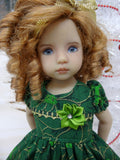 Poinsettia Splendor Emerald - dress, tights & shoes for Little Darling Doll or 33cm BJD