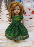 Poinsettia Splendor Emerald - dress, tights & shoes for Little Darling Doll or 33cm BJD