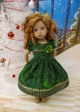 Poinsettia Splendor Emerald - dress, tights & shoes for Little Darling Doll or 33cm BJD
