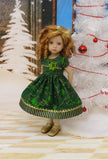 Poinsettia Splendor Emerald - dress, tights & shoes for Little Darling Doll or 33cm BJD