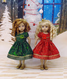Poinsettia Splendor Emerald - dress, tights & shoes for Little Darling Doll or 33cm BJD