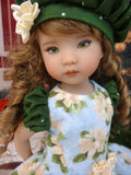 Poinsettias on Ice - dress, beret, tights & shoes for Little Darling Doll or other 33cm BJD