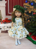 Poinsettias on Ice - dress, beret, tights & shoes for Little Darling Doll or other 33cm BJD
