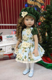 Poinsettias on Ice - dress, beret, tights & shoes for Little Darling Doll or other 33cm BJD