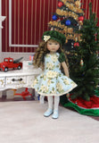 Poinsettias on Ice - dress, beret, tights & shoes for Little Darling Doll or other 33cm BJD