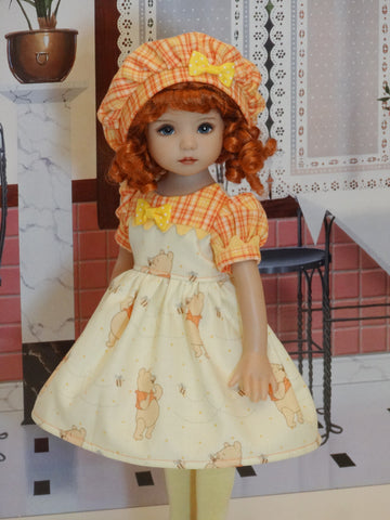 Pooh Bear - dress, hat, tights & shoes for Little Darling Doll or 33cm BJD
