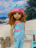 Poolside Flamingo - romper, hat & sandals for Little Darling Doll