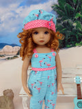 Poolside Flamingo - romper, hat & sandals for Little Darling Doll