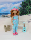 Poolside Flamingo - romper, hat & sandals for Little Darling Doll