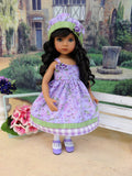 Pretty Columbine - dress, hat, tights & shoes for Little Darling Doll or 33cm BJD