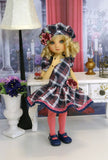 Pretty In Plaid - dress, beret, tights & shoes for Little Darling Doll