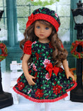 Pretty Poinsettias - dress, hat, tights & shoes for Little Darling Doll or 33cm BJD