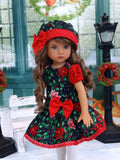 Pretty Poinsettias - dress, hat, tights & shoes for Little Darling Doll or 33cm BJD