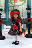 Pretty Poinsettias - dress, hat, tights & shoes for Little Darling Doll or 33cm BJD