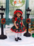 Pretty Poinsettias - dress, hat, tights & shoes for Little Darling Doll or 33cm BJD