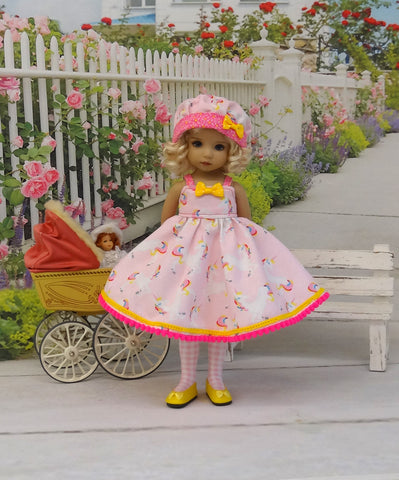 Pretty Unicorn - dress, hat, tights & shoes for Little Darling Doll or other 33cm BJD