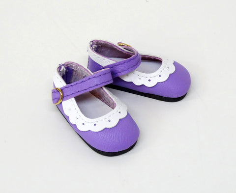 Eyelet Mary Jane Shoes - Purple & White