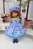 Raining & Pouring - dress, hat, tights & shoes for Little Darling Doll or 33cm BJD