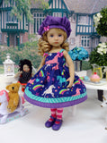 Rainbow Unicorn - dress, hat, tights & shoes for Little Darling Doll or 33cm BJD