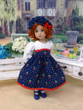 Rainier Cherries - dress, hat, tights & shoes for Little Darling Doll or 33cm BJD