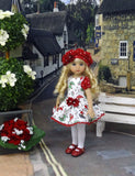 Rainy Day - dress, beret, tights & shoes for Little Darling Doll or other 33cm BJD