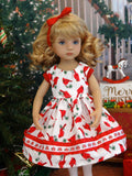 Red Cardinal - dress, tights & shoes for Little Darling Doll or 33cm BJD