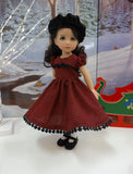 Red Check - dress, hat, tights & shoes for Little Darling Doll or 33cm BJD