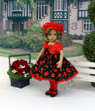 Red Poppy - dress, jacket, hat, tights & shoes for Little Darling Doll or other 33cm BJD
