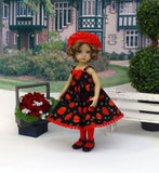 Red Poppy - dress, jacket, hat, tights & shoes for Little Darling Doll or other 33cm BJD