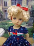 Red, White & Blooms - dress, socks & shoes for Little Darling Doll or 33cm BJD