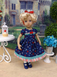 Red, White & Blooms - dress, socks & shoes for Little Darling Doll or 33cm BJD