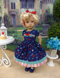 Red, White & Blooms - dress, socks & shoes for Little Darling Doll or 33cm BJD
