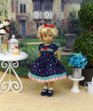 Red, White & Blooms - dress, socks & shoes for Little Darling Doll or 33cm BJD