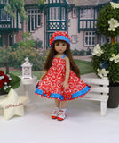 Red, White & Paisley - dress, hat, socks & shoes for Little Darling Doll or other 33cm BJD