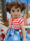 Reindeer Snow Globe - dress, sweater, socks & shoes for Little Darling Doll or 33cm BJD