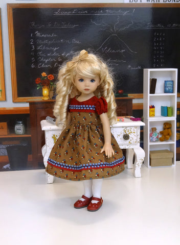 Retro Classroom - dress, tights & shoes for Little Darling Doll