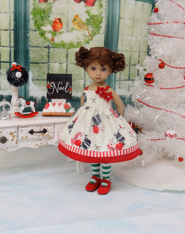 Retro Snowman - dress, tights & shoes for Little Darling Doll or 33cm BJD