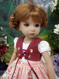Romantic Bavarian Rose - dirndl ensemble with tights & boots for Little Darling Doll or 33cm BJD