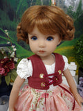 Romantic Bavarian Rose - dirndl ensemble with tights & boots for Little Darling Doll or 33cm BJD
